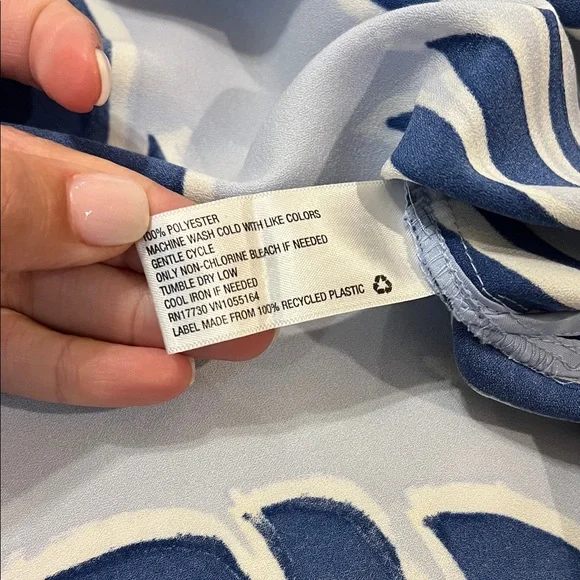 Merona Light Blue Sleeveless Midi Dress with Navy Leaf Print - Picture 9 of 11